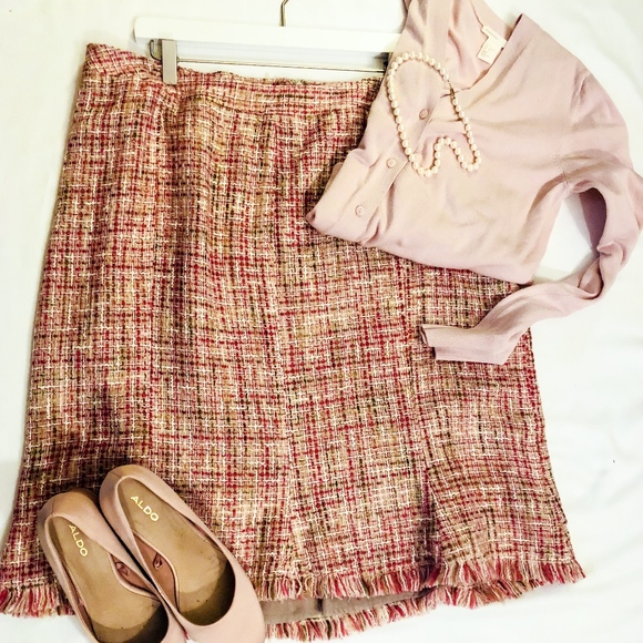 Pink and Tan Tweed Lane Bryant Pencil Skirt - Picture 1 of 4